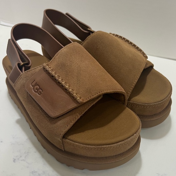 UGG Tan Suede Sandals with Contoured Footbed - Picture 6 of 14